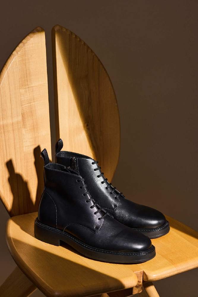 ghete barbati din piele neagra